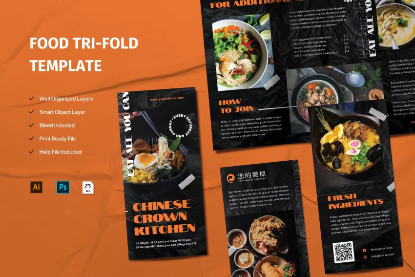 Trifold Food Brochure Template