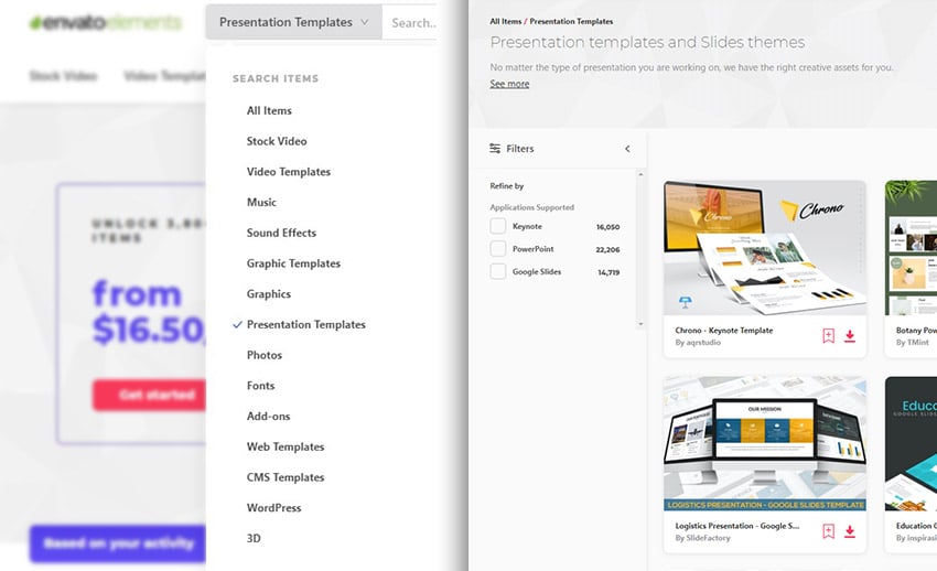 Elements Step one for Online Presentation Templates