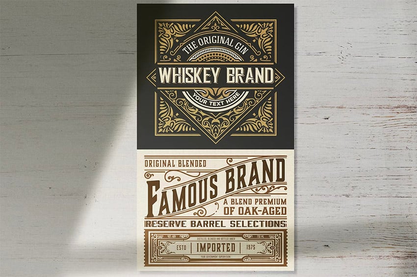Vintage Whiskey Label Packaging Layout