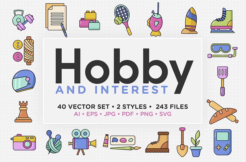 Hobby & Interest Vector Icon Set