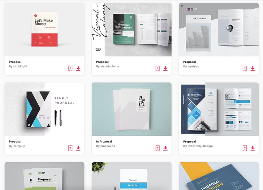Premium proposal templates on Envato elements