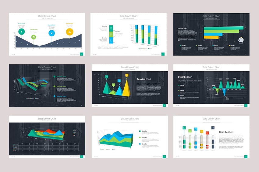 Organizational & Data Chart - Presentación con gráfico de datos, plantilla de diagrama de flujo