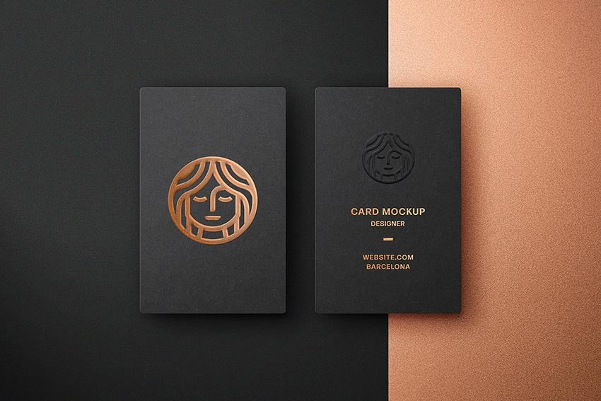 Show your finishes in your business card front and back mockup. 