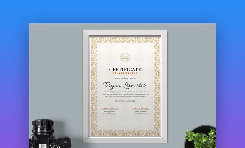 Plantilla de certificado - Elegante template de certificado y diploma