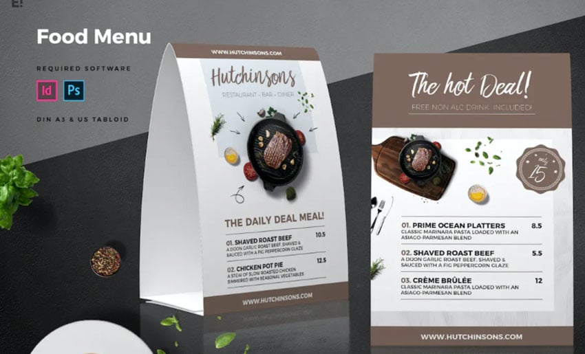 Table Tent Food Menu