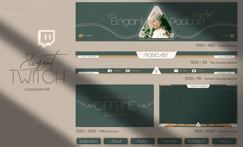 Elegant Podcast Twitch Kit