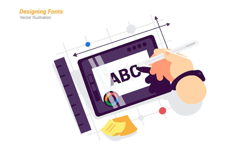 Designing Fonts Vector Illustration