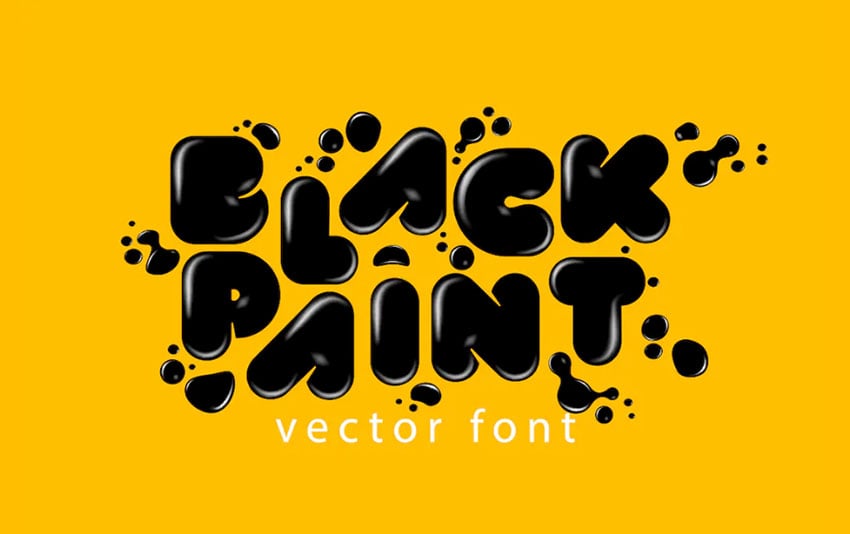Black Paint Vector Font