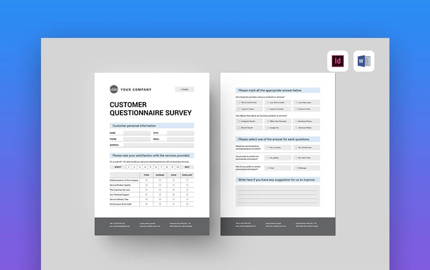 Customer Satisfaction Survey Questionnaire