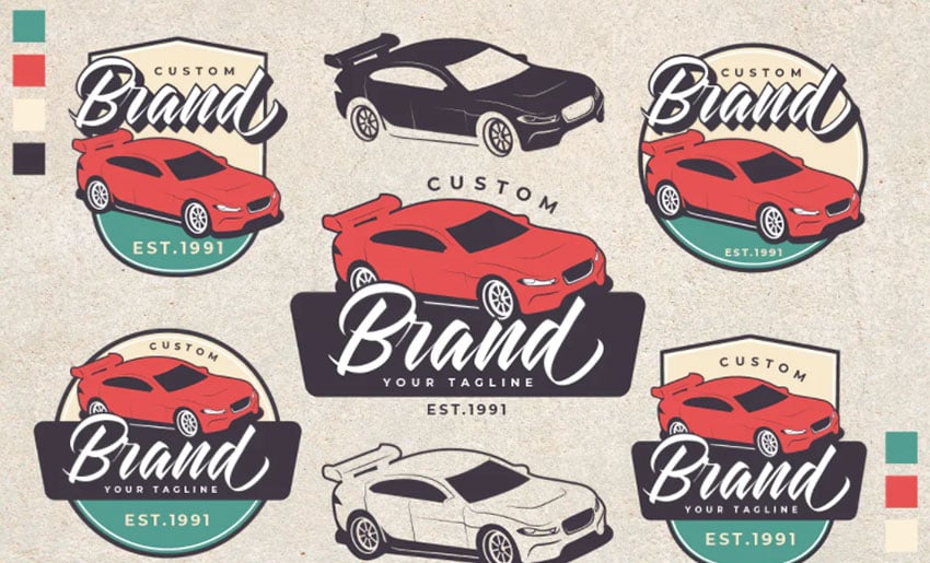 Racing Car Theme Vintage Logo