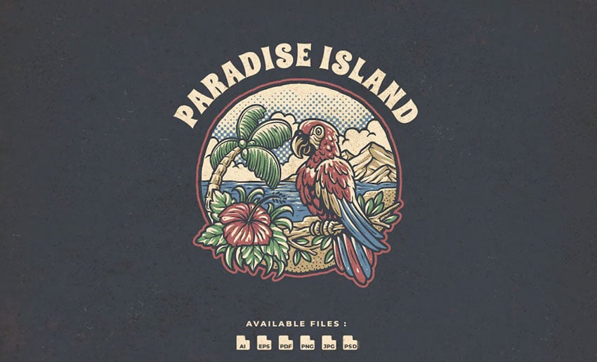 Paradise Island Vintage Hand drawn Logo