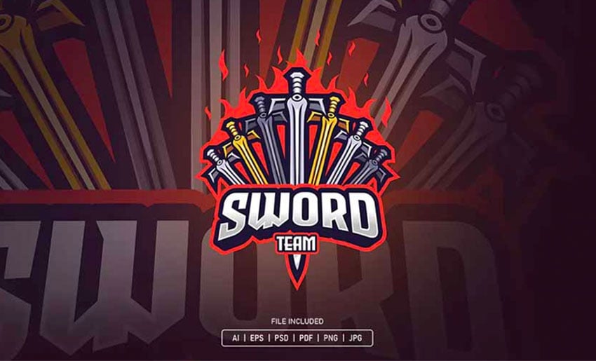 Seven sword esport logo template