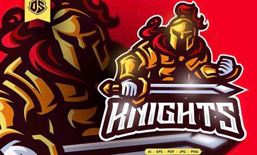 Gold Knight Esport Mascot Logo