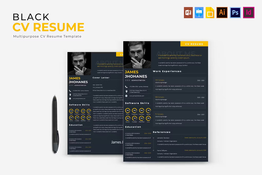 Black - CV Infographic Resume