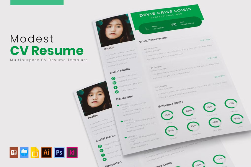 Modest - Infographic Resume Template and CV
