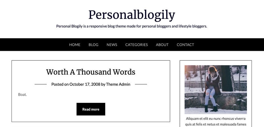 Personal Blogily is a free WordPress blog theme