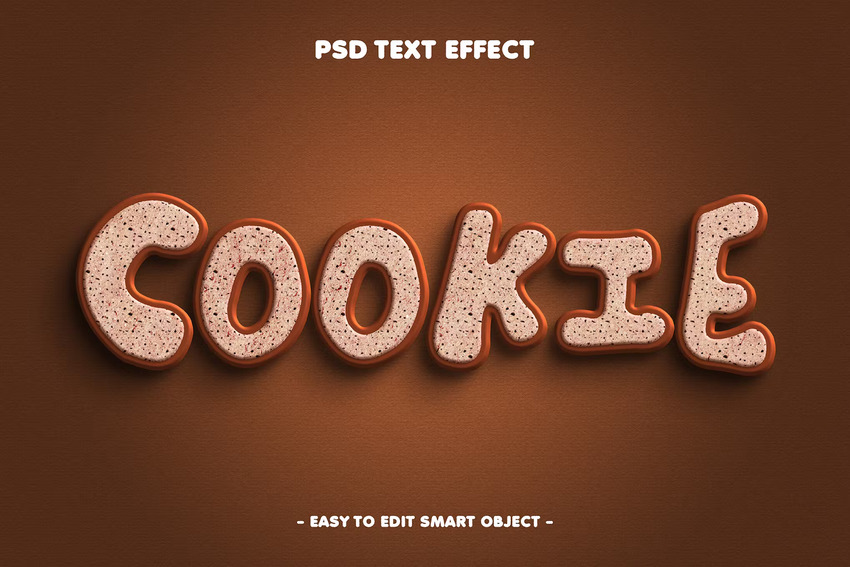 Chocolate cookie 3D layer style text effect