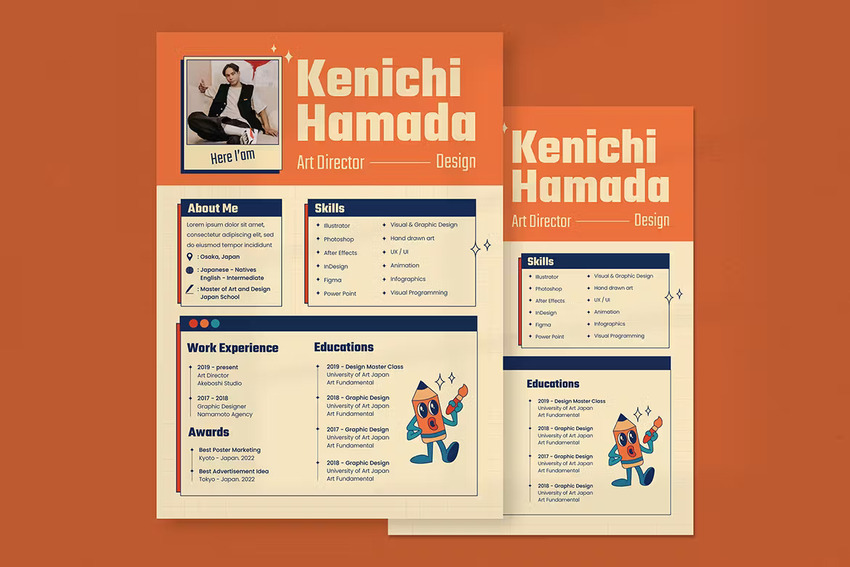 Creative resume with retro look