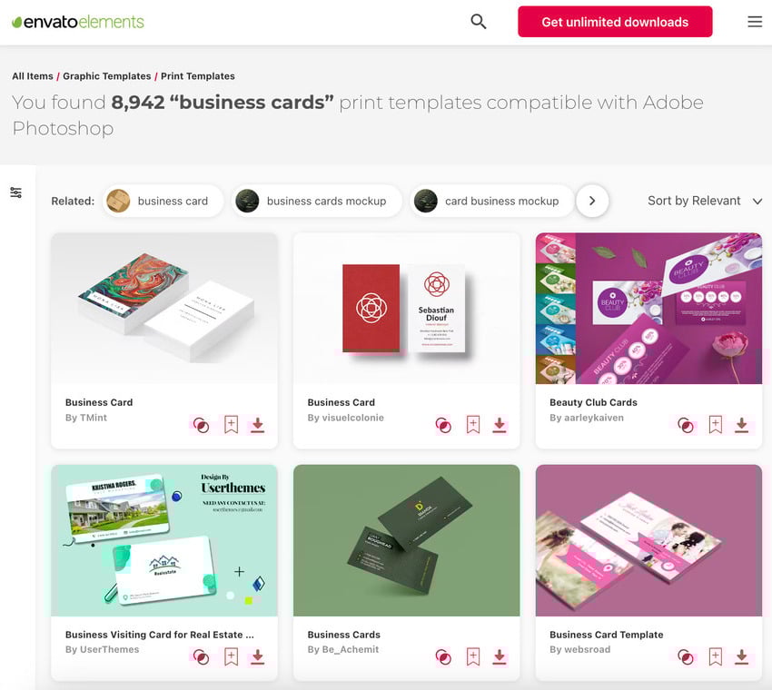 Elements business cards