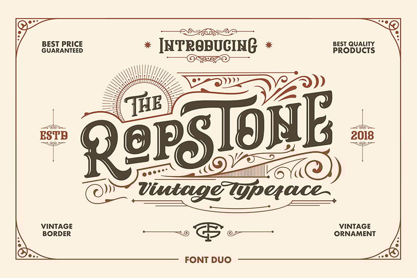 Try mixing Ropstone with contrasting typefaces like Ink Blank or Noir Pro.