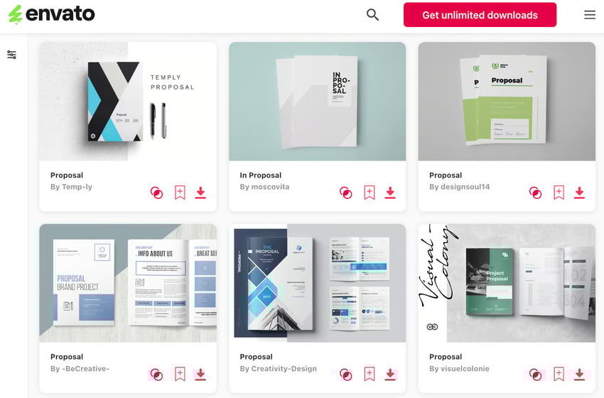 Top freelance business proposal template downloads on Envato.