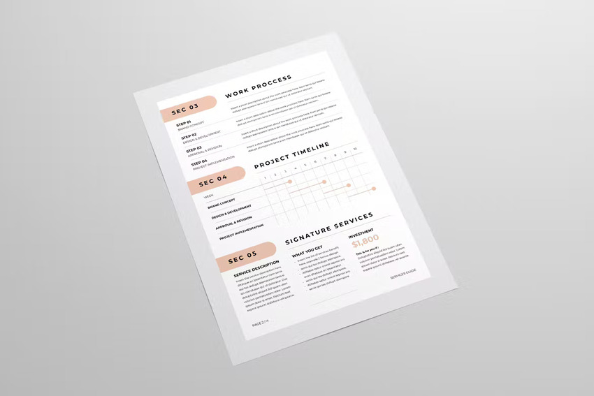 Services guide template for Word and InDesign