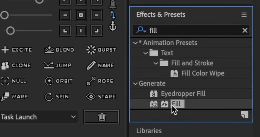 How to animate a poster in After Effects: Fill effect.
