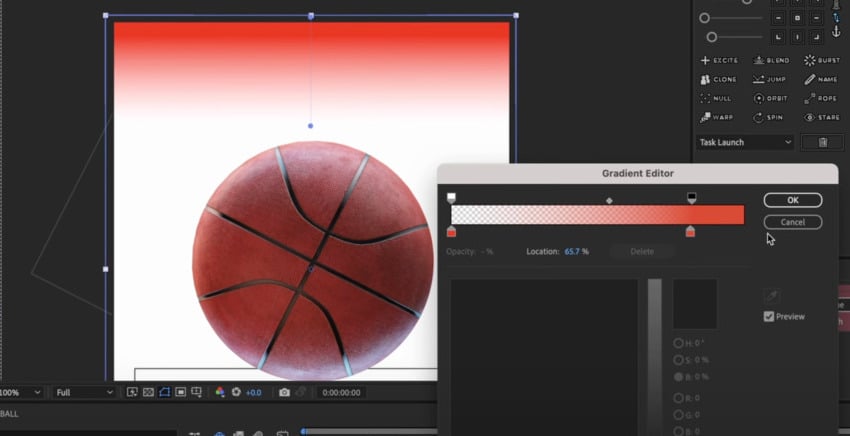 Animated poster in After Effects: Gradient Editor.