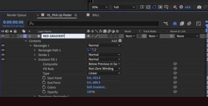 Animated poster in After Effects: Red Gradient.