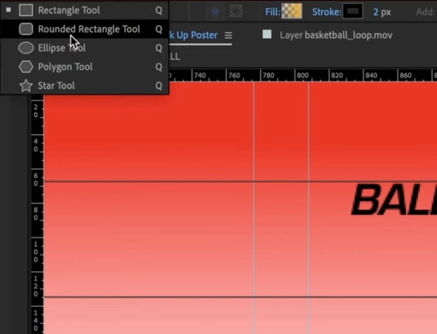 How to animate a poster in After Effects: Rounded Rectangle Tool.