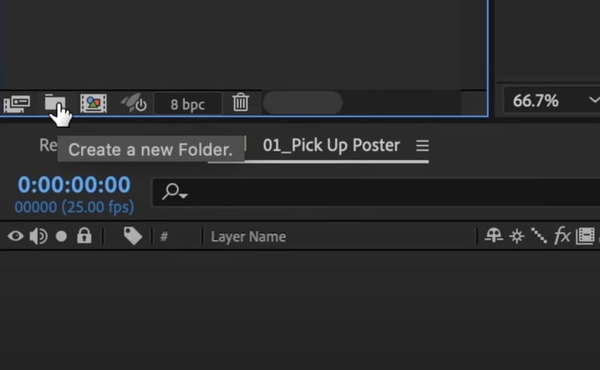 Adobe After Effects tutorial​: Create a new Folder.