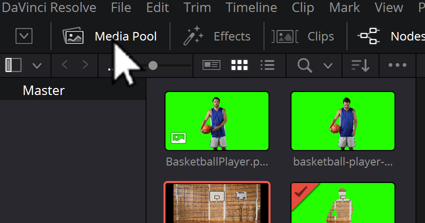 User Clicking On Media Pool Button To Reveal Media Pool
