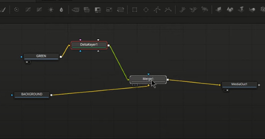 Connect Green Node To Delta Node To Merge Node