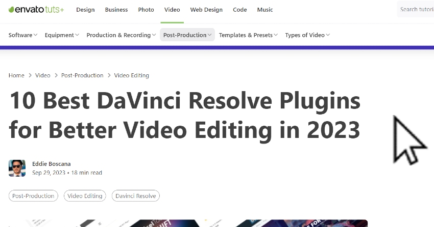 Article thumbnail for 10 Best DaVinci Resolve Plugins for Better Video Editing in 2023 for article on how to use DaVinci Resolve templates.