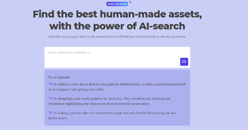Envato Elements AI Search Feature for Discovering DaVinci Resolve Effects.