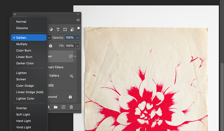 Set the blend mode to Darken to make a realistic gel effect