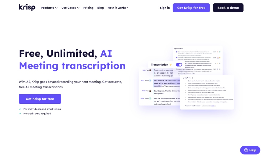 Krisp.ai landing page