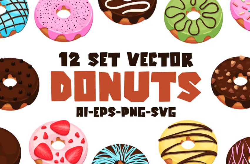 donut vector set