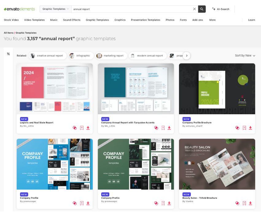 Envato Elements offers unlimited Adobe InDesign annual report templates