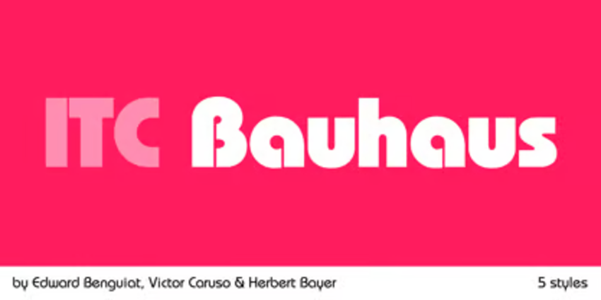 Official ITC Bauhaus typeface showing clean geometric letterforms in multiple weights