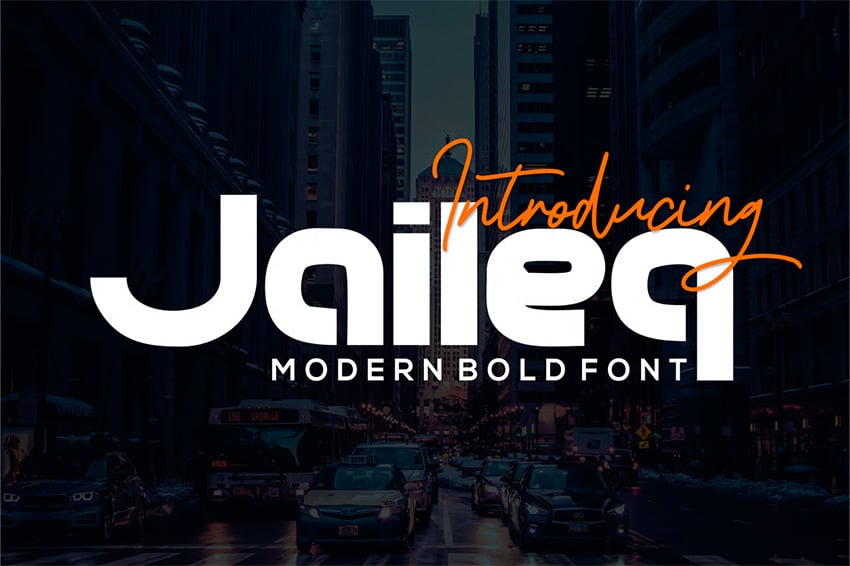 Jaileq modern bold font similar to Bauhaus geometric design