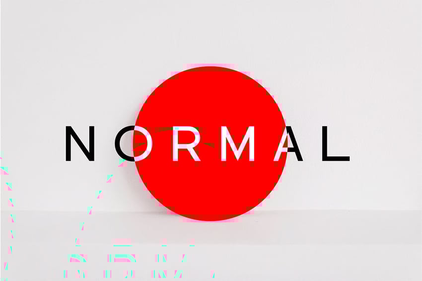 Normal geometric font similar to Bauhaus with minimalist red circle design