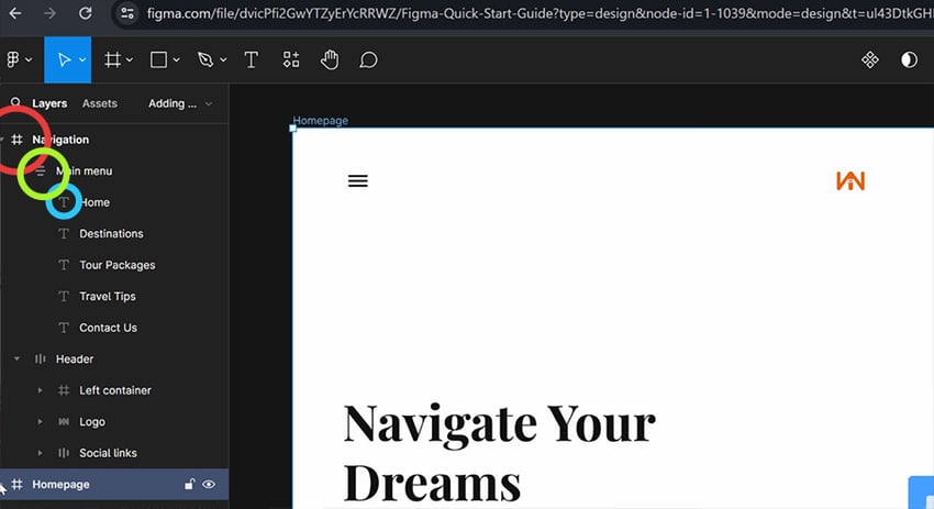 frames, groups, and layers in Figma
