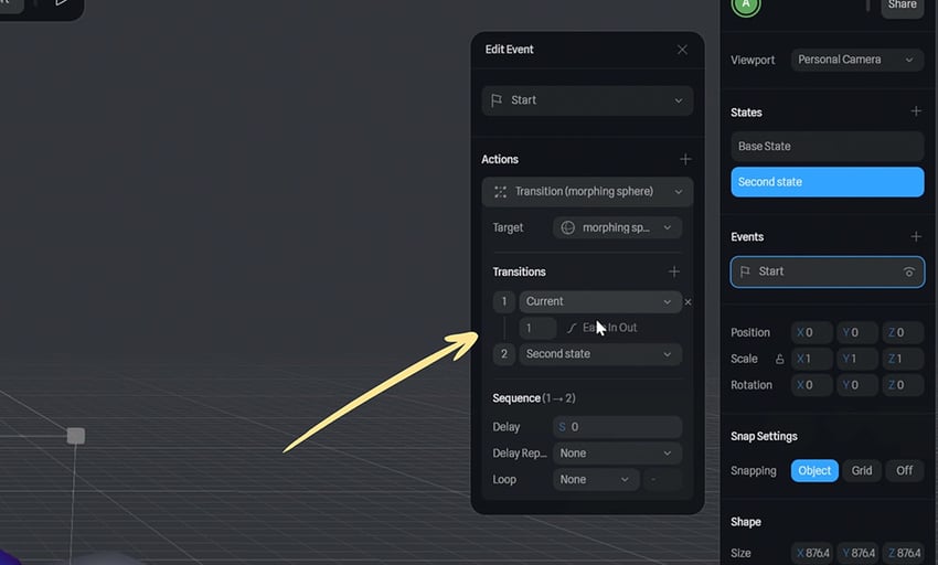 events in spline for animation