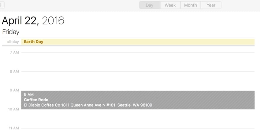 Building a Startup iCal Files - Apple Calendar Day View of Event