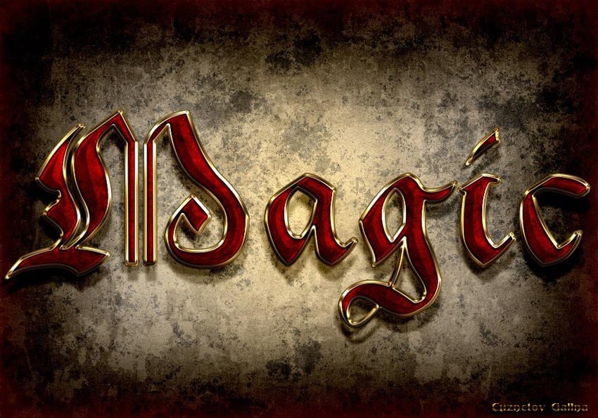 Gold Antique Text Effect Galina Cuznetova