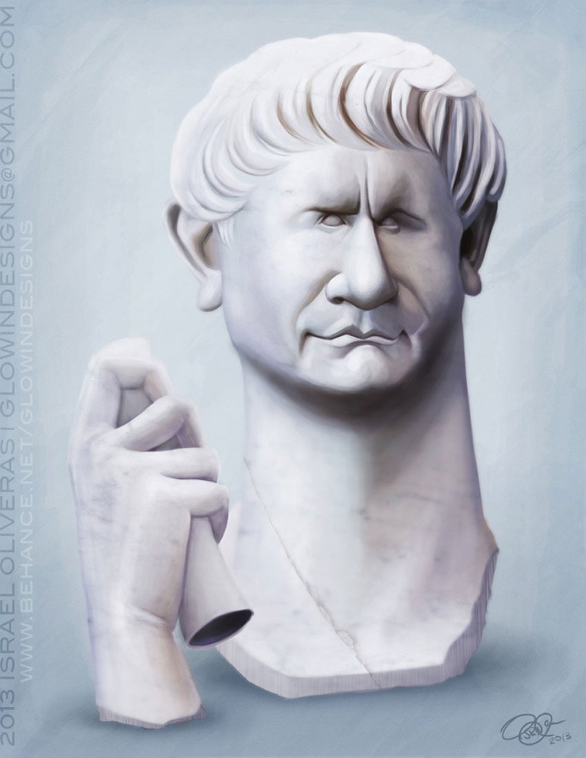 Marcus Ulpius Traianus Caricature Art by Israel Oliveras