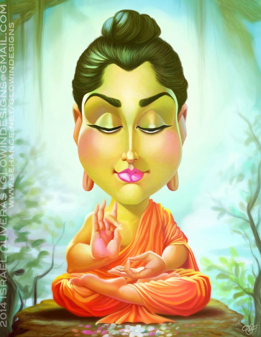 Siddhartha Gautama Caricature Art by Israel Oliveras