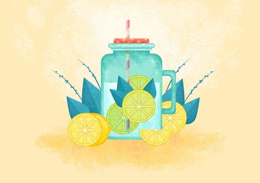 Flat Lemon Drink Illustration Photoshop Tutorial