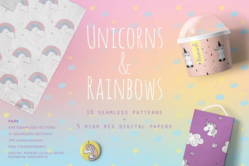 Unicorns  Rainbows Patterns